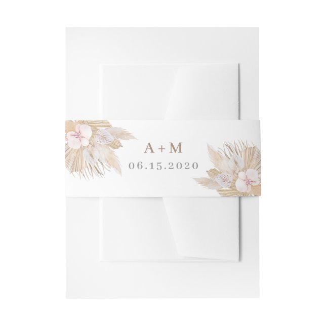 Pampas Grass wedding Invitation Belly Band (Front Example)