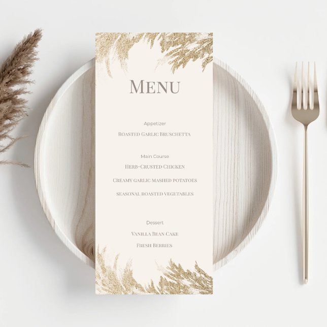 Pampas Grass Wedding Menu Card (Pampas Grass Table Menu Card)