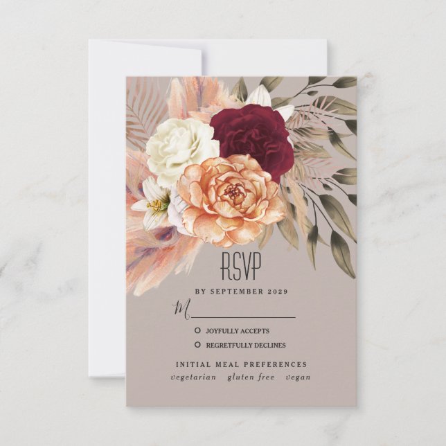 Pampas Grass Wedding Response Card (Front)