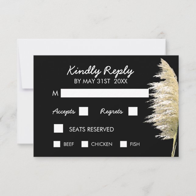 Pampas Grass Wedding RSVP Card (Front)