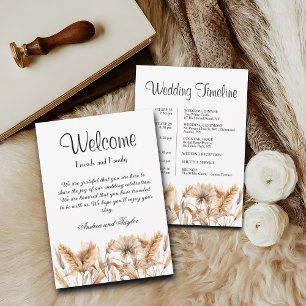 Pampas Grass Wedding Welcome Bag Letter Card