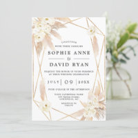 Pampas Grass White Floral Gold All In One Wedding