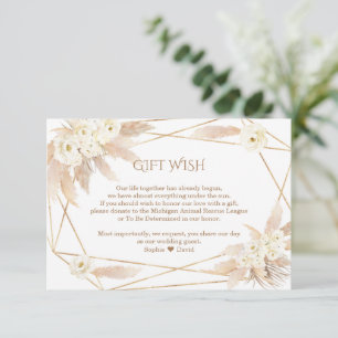 Pampas Grass White Flowers Wedding Gift Wish Enclosure Card