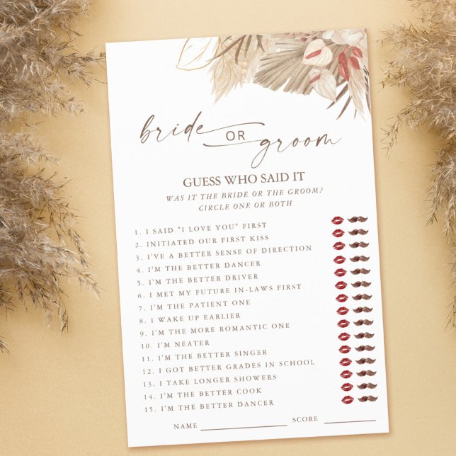 Pampas Grass Who Said it Bridal Shower Games (Creator Uploaded)