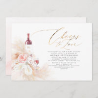 Pampas Grass Wine Tasting Bridal Shower Invitation