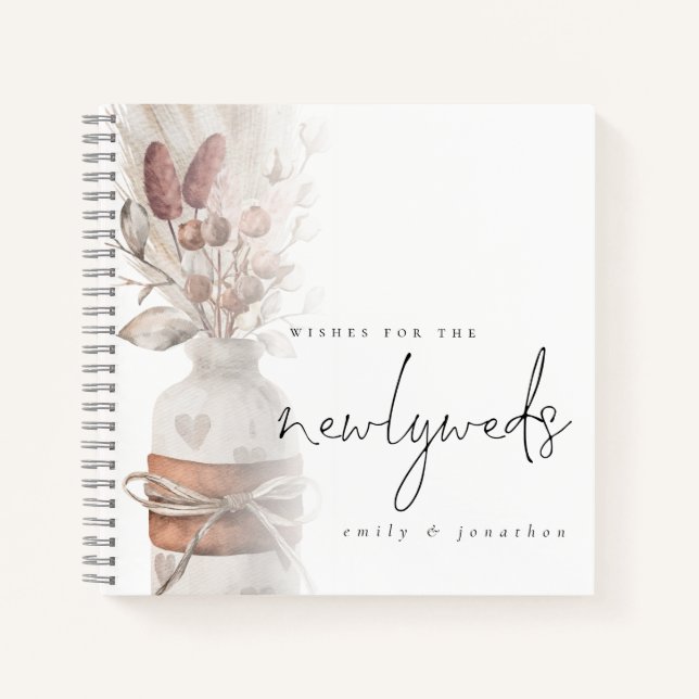 Pampas Grass Wishes for Newlyweds Guest Book (Front)