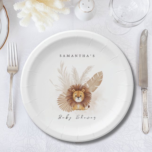 Pampas Lion baby shower invitation Welcome sign Paper Plate (Creator Uploaded)