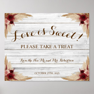 Pampas Love is Sweet Bridal Shower Wedding Poster