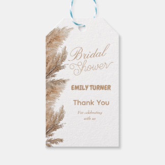 Pampas minimalist bridal shower thank you gift tags