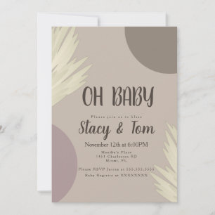 Pampas Organic Shapes Bohemian Baby Shower Invitation