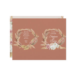 Pampas Palm Pink Floral Terrcotta Wedding Program