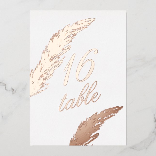 Pampas Pressed Foilage Foil Table Number  (Front)