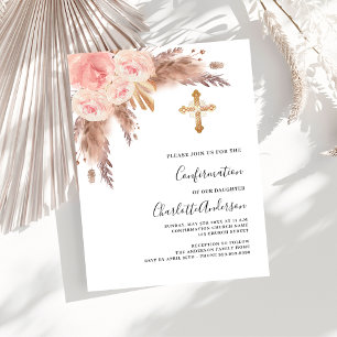 Pampas rose gold budget confirmation invitation