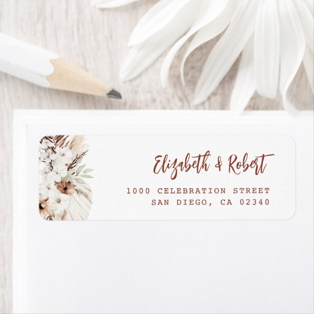 pampas terracotta custom address label return address label (Insitu)