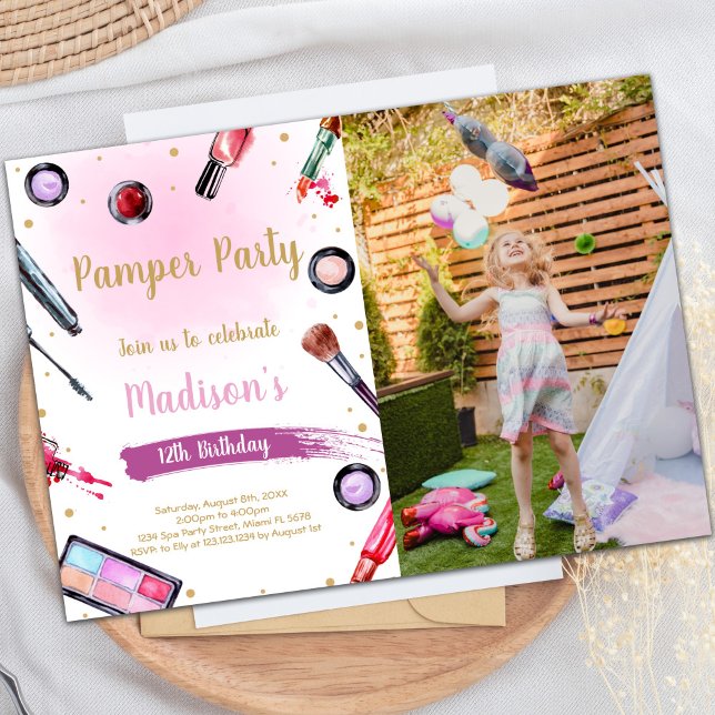 Pamper Party Birthday Invitations with photo (Pamper Party Birthday Invitations with photo)