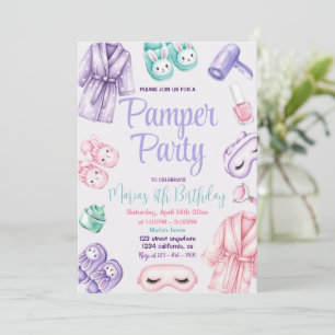 Pamper Party Glam Day Girls Spa Party Birthday Invitation