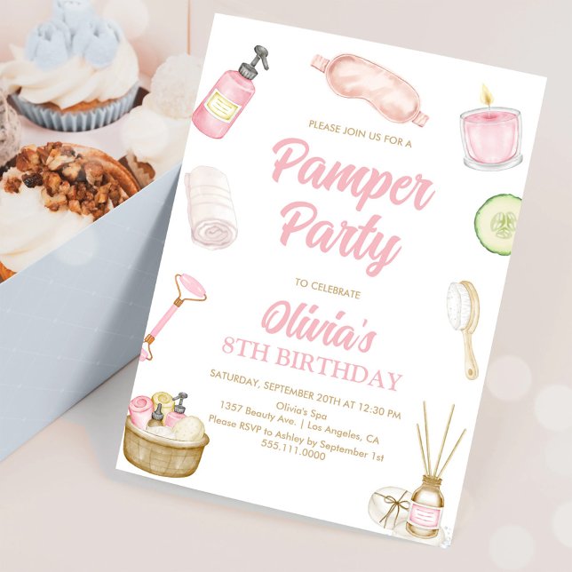 Pamper Party, Glam Party, Girls Spa Party Birthday Invitation (Creator Uploaded)