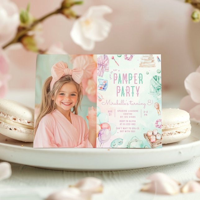 Pamper Party Pastel Glam Photo Birthday party Invitation (Creator Uploaded)