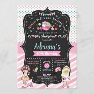 Pamper Sleepover Party Birthday Invitations Girls