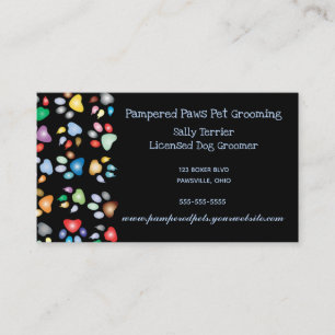 Pampered Paws Colourful Dog Groomer Business Card