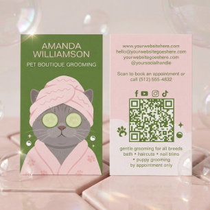 Pampered Pet Cat Spa Grooming Salon Professional Business Card