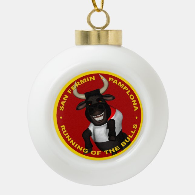 Pamplona - San Fermin Ceramic Ball Christmas Ornament (Front)