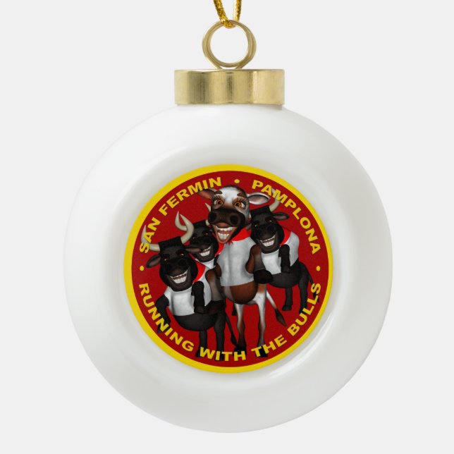 Pamplona - San Fermin Ceramic Ball Christmas Ornament (Front)
