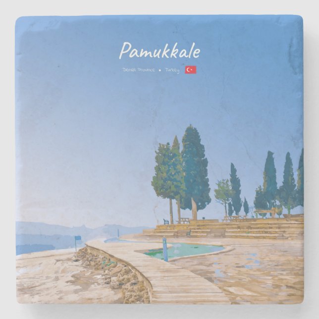 Pamukkale, Turkey -  Thermal Pools Stone Coaster (Front)