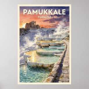 Pamukkale Türkiye Vintage Travel Poster