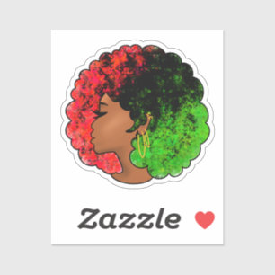 Pan African black girl woman red green pride afro
