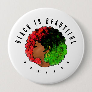 Pan African black girl woman red green pride afro 10 Cm Round Badge