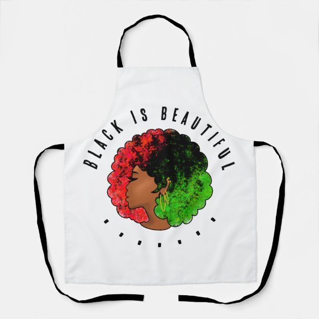 Pan African black girl woman red green pride afro  Apron (Front)