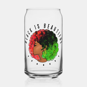 Pan African black girl woman red green pride afro Can Glass