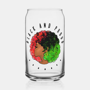 Pan African black girl woman red green pride afro Can Glass