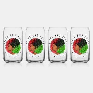 Pan African black girl woman red green pride afro  Can Glass