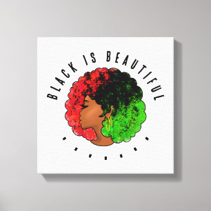 Pan African black girl woman red green pride afro Canvas Print