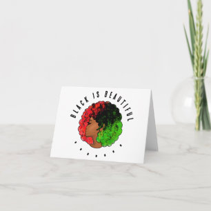 Pan African black girl woman red green pride afro Card