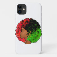 Pan African black girl woman red green pride afro 