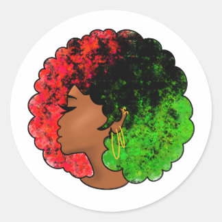 Pan African black girl woman red green pride afro Classic Round Sticker