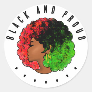 Pan African black girl woman red green pride afro Classic Round Sticker