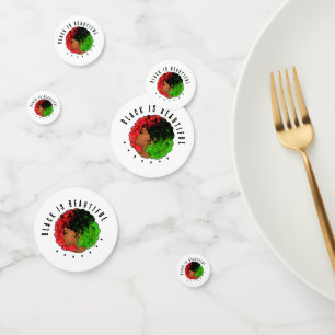 Pan African black girl woman red green pride afro  Confetti