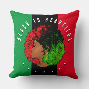 Pan African black girl woman red green pride afro Cushion