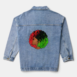 Pan African black girl woman red green pride afro Denim Jacket