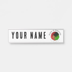 Pan African black girl woman red green pride afro  Door Sign