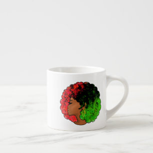 Pan African black girl woman red green pride afro Espresso Cup