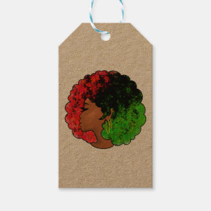 Pan African black girl woman red green pride afro Gift Tags
