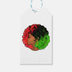 Pan African black girl woman red green pride afro Gift Tags