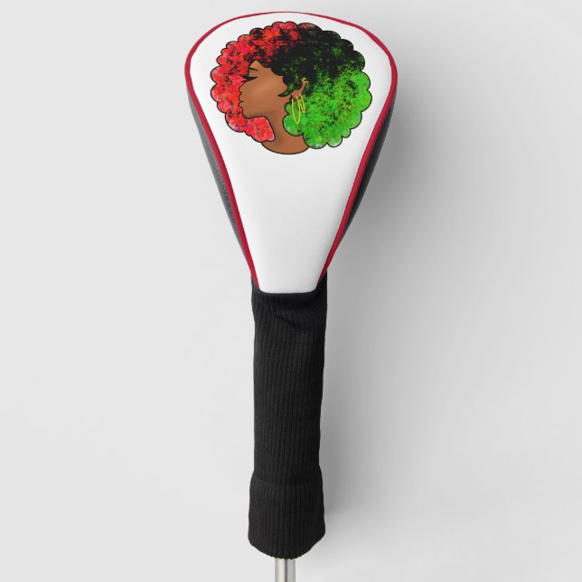 Pan African black girl woman red green pride afro  Golf Head Cover (Front)