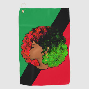 Pan African black girl woman red green pride afro  Golf Towel