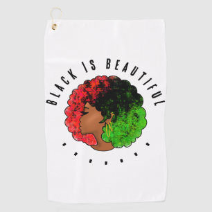 Pan African black girl woman red green pride afro Golf Towel